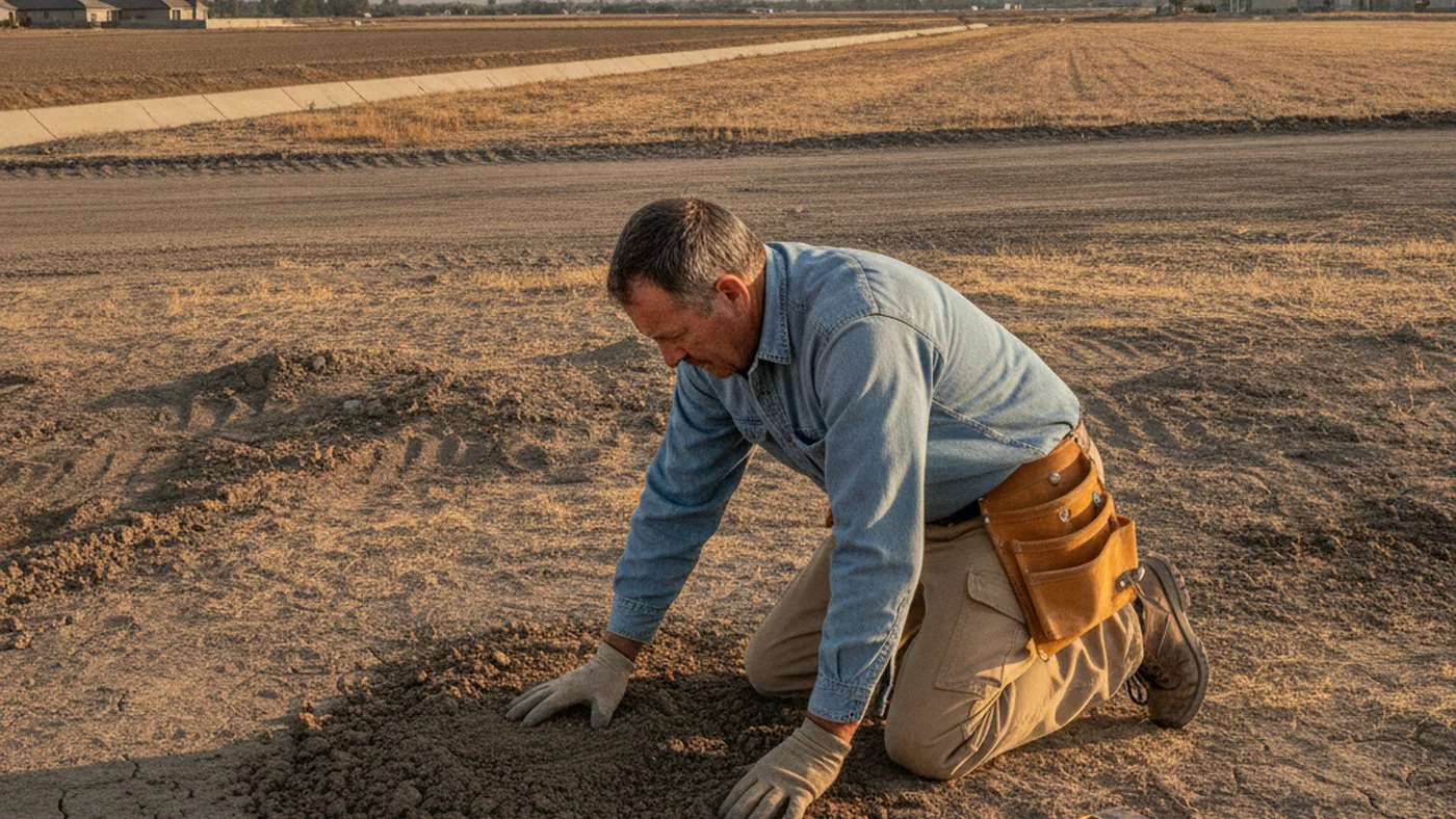 Irrigation adjacent lot drainage moisture assessment Pasco Washington Franklin County base check before concrete pour