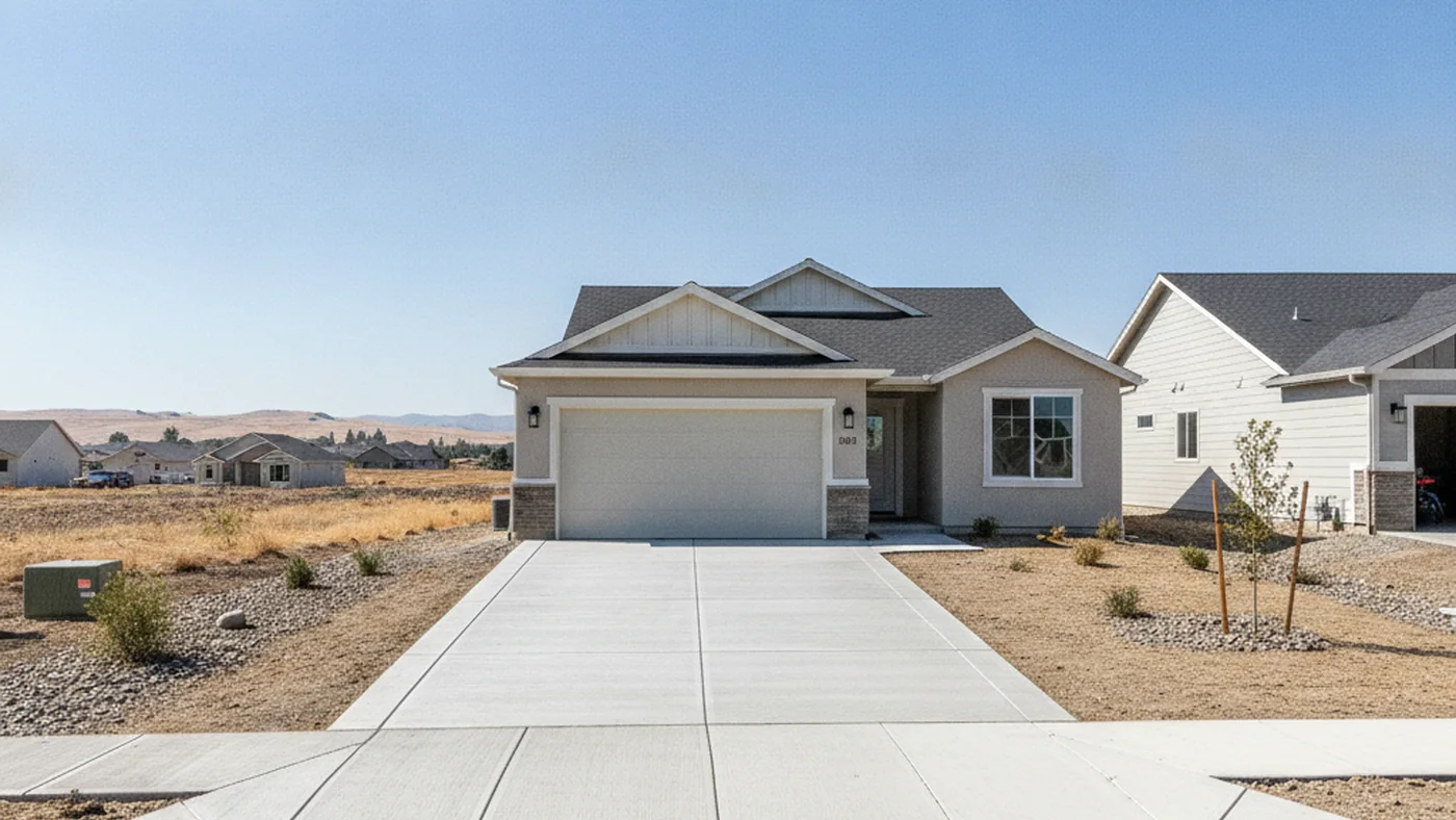 New concrete driveway Pasco Washington Franklin County Columbia Basin Tri-Cities eastern Washington desert residential